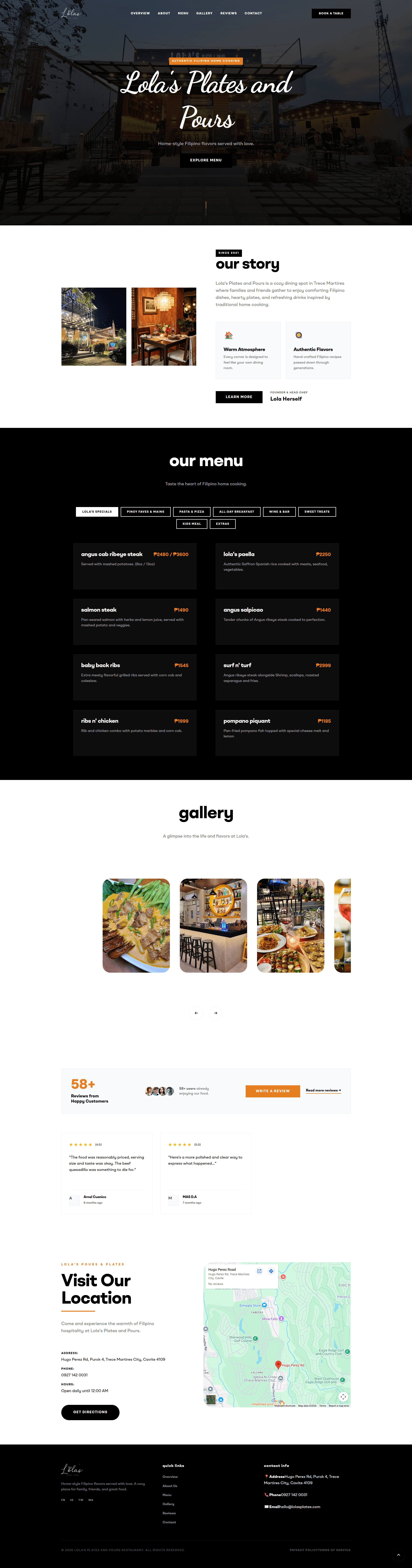 Lola's Plates & Pours - Next.js / Payload CMS project by John Carlo Salazar